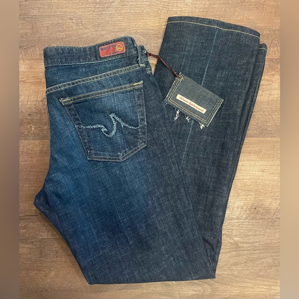 AG Adriano Goldschmeid dark wash denim jeans with detachable cardholder NWOT 30R